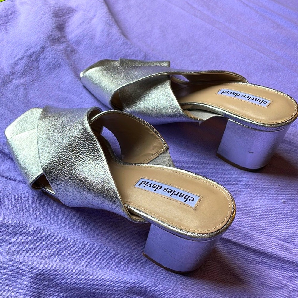 Silver Wedge Sandals by charles david